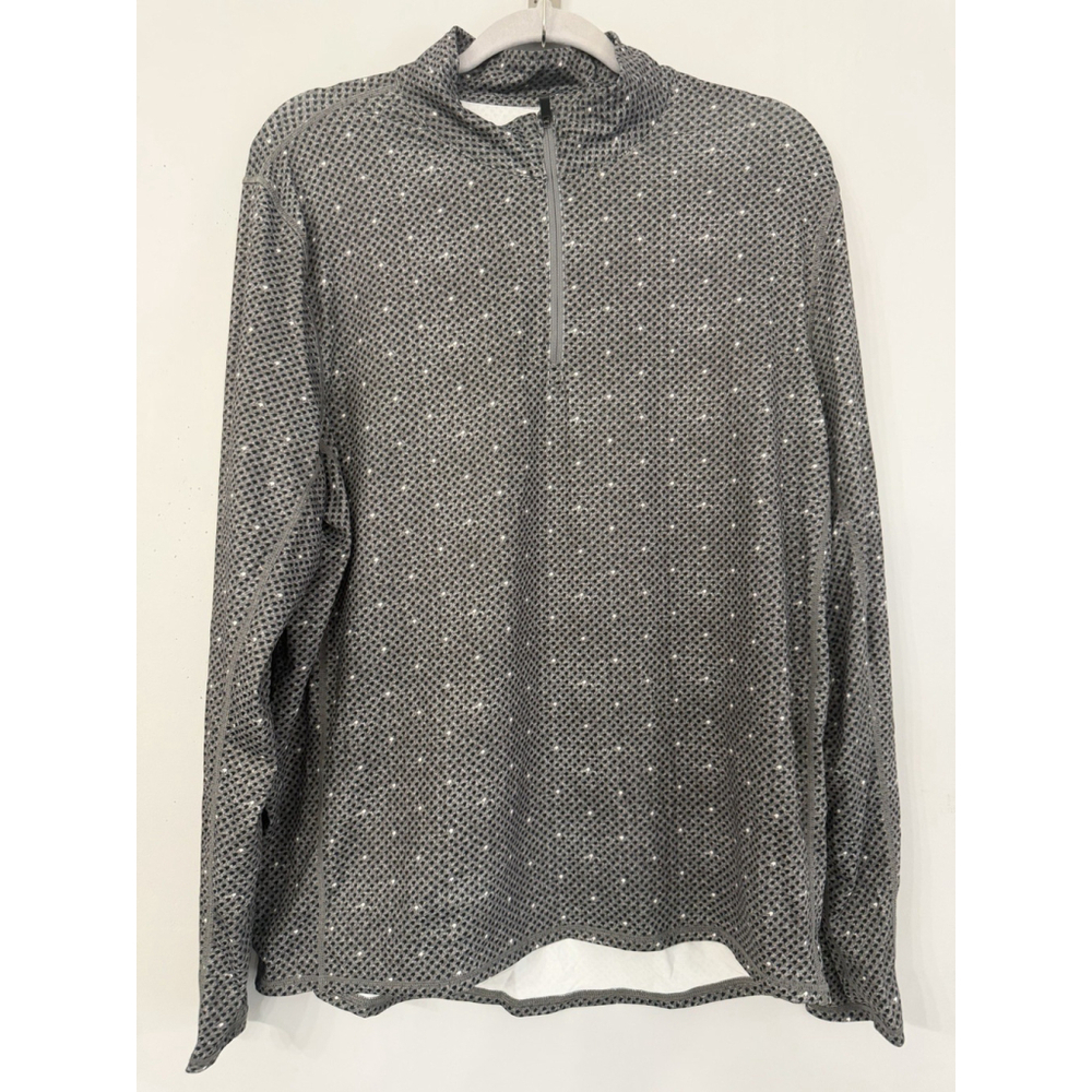 1764 Golf Pullover Jacket Men's M Gray 1/4 Zip Geometric Stretch Performance